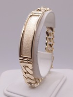  14KT YELLOW GOLD 8.5" BRUSHED FINISH BLANK ID CUBAN LINK BRACELET