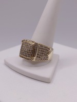  SIZE 12.5 14KT YELLOW GOLD ~.80 TOTAL CARAT WEIGHT DIAMOND PAVE SQUARE TOP RING