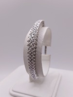  14KT WHITE GOLD ~1 TOTAL CARAT WT. DIAMOND ACCENT HINGED BANGLE BRACELET