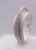  14KT WHITE GOLD ~1 TOTAL CARAT WT. DIAMOND ACCENT HINGED BANGLE BRACELET