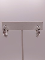  14KT WHITE GOLD ~2 TOTAL CARAT WT. ROUND 5-DIAMOND 3/4" HOOP EARRINGS