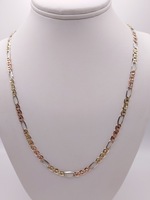  14KT TRI COLOR GOLD 25" ANCHOR-FIGARO LINK CHAIN