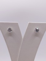 14KT WHITE GOLD ~1 TOTAL CARAT WT. ROUND BRILLIANT CUT DIAMOND STUD EARRINGS