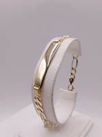  14KT YELLOW GOLD 8" BLANK ID FIGARO LINK BRACELET