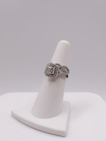  SIZE 6 14KT WHITE GOLD ~.85 CARAT PRINCESS DIAMOND CENTER ACCENTED RING SET