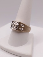  SZ 10 14KT YELLOW GOLD ~.22 TOTAL CARAT WT. SINGLE CUT DIAMOND CLUSTER TOP RING