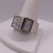 Size 10 18kt White Gold ~1.4 Total Carat Wt. Diamond Pave Set Square Top Ring