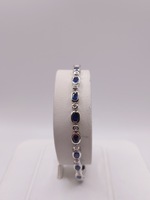  14KT WHITE GOLD ~2.30 TOTAL GEM WT. SAPPHIRE AND DIAMOND TENNIS BRACELET