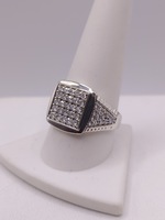 SIZE 10.5 10KT WHITE GOLD ~1 TOTAL CARAT WT. DIAMOND CLUSTER SQUARE TOP RING