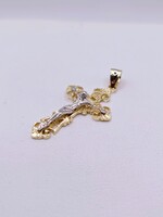  14KT TWO TONE GOLD FILIGREE RELIGIOUS CROSS PENDANT