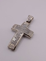  14KT TWO TONE GOLD ~4 TOTAL CARAT WT. DIAMOND 2.25" CROSS PENDANT