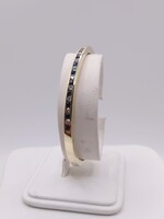 14KT YELLOW GOLD ~.90 TOTAL GEM WT. SAPPHIRE & DIAMOND BANGLE BRACELET