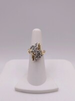  SIZE 6 18KT YELLOW GOLD ~1 TOTAL CARAT WT DIAMOND CLUSTER COCKTAIL RING