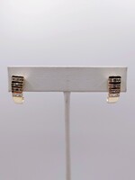  14KT YELLOW GOLD ~1 TOT. CARAT WT. SQUARE STEP CUT DIAMOND J HALF HOOP EARRINGS