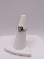  SIZE 5.5 14KT WHITE GOLD ~.70 CARAT PRINCESS DIAMOND BEZEL SET SOLITAIRE RING