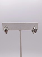  18KT WHITE GOLD ~.16 TOTAL CARAT WT. DIAMOND ACCENT HUGGIE HOOP EARRINGS