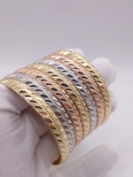  Tri Color Gold 14kt 71.20gms Bracelet Diamond cut seven dangle bracelet set