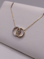  10KT YELLOW GOLD ~.20 TOTAL CARAT WT. DIAMOND INTERLOCKING CIRCLE NECKLACE