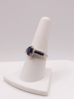  SIZE 8 14KT WHITE GOLD ~1.70 TOTAL GEM WEIGHT SAPPHIRE AND DIAMOND RING
