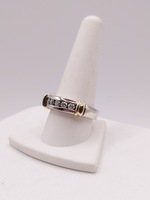  SIZE 10.5 14KT TWO TONE GOLD ~.35 TOTAL CARAT WT. DIAMOND ACCENT BAND RING