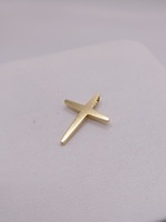  18KT YELLOW GOLD CONTEMPORARY DESIGN 1.25" CROSS PENDANT