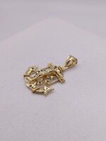  14KT YELLOW GOLD RELIGIOUS CROSS 1" ANCHOR PENDANT