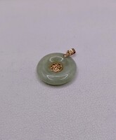  14KT YELLOW GOLD JADE TORUS 3/4" PENDANT