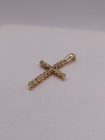  14KT YELLOW GOLD ~.15 TOTAL CARAT WT. DIAMOND PAVE SET 1" CROSS PENDANT