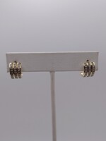  10KT YELLOW GOLD ~.60 TOTAL CARAT WT. DIAMOND 3-ROW HUGGIE HOOP EARRINGS