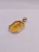 14KT YELLOW GOLD RESIN INTAGLIO ~1" OCTAGONAL PENDANT