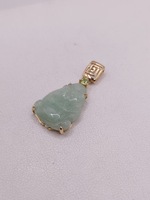  14KT YELLOW GOLD !.25" SITTING JADE BUDDHA PENDANT