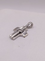  14KT WHITE GOLD 1" CONTEMPORARY STYLE CROSS PENDANT