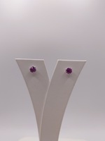  14KT WHITE GOLD ~1 TOTAL CARAT WT. PINK TOURMALINE SOLITAIRE STUD EARRINGS