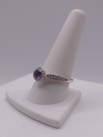  SIZE 10 14KT WHITE GOLD ~.50 TOTAL GEM WT. SYNTHETIC ALEXANDRITE & DIAMOND RING