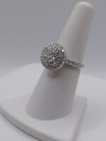  SIZE 7 14KT WHITE GOLD ~1.6 TOTAL CARAT WT. ROUND DIAMOND CLUSTER TOP RING