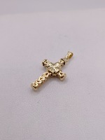  18KT YELLOW GOLD WRAPPED TEXTURED 1" CROSS PENDANT