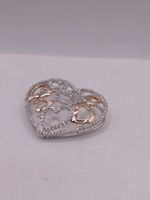  14KT TWO TONE GOLD ~.40 TOTAL CARAT WT. DIAMOND ACCENT MULTI-HEART 1" PENDANT