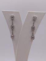  18KT WHITE GOLD ~1.2 TOTAL CARAT WT. DIAMOND 1.25" LINE DROP POST EARRINGS