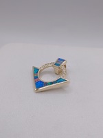  14KT YELLOW GOLD ~.30 TOTAL CARAT WT. DIAMOND & OPAL INLAY CONTEMPORARY PENDANT