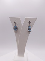  10KT WHITE GOLD ~3 TOTAL CARAT WT. AQUAMARINE W/ DIAMOND ACCENT DANGLE EARRINGS