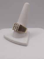  SIZE 11 14KT YELLOW GOLD ~1 TOTAL CARAT WT. DIAMOND 3-COLUMN RIBBED BAND RING