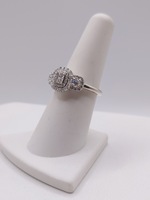  SIZE 7 14KT WHITE GOLD ~.80 TOTAL CARAT WT. DIAMOND DOUBLE HALO CLUSTER RING