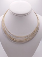  14KT TRI COLOR GOLD 16" MULTI-STRAND OMEGA CHOKER NECKLACE