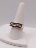  SZ 9.5 14KT YELLOW GOLD ~.30 TOTAL CARAT WT. DIAMOND ACCENT RECTANGLE TOP RING