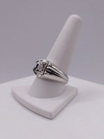  SIZE 10.5 14KT WHITE GOLD ~.33 CARAT ROUND DIAMOND ACCENT SIGNET STYLE RING