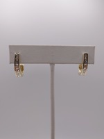  14KT YELLOW GOLD ~1 TOTAL CARAT WT ROUND DIAMOND 3/4" J HOOP POST EARRINGS