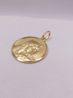  18KT YELLOW GOLD 1.25" RELIGIOUS BAS RELIEF FIGURAL MEDALLION PENDANT