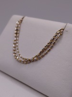 18KT TWO TONE GOLD 16" OVAL BEAD LINK 3-STRAND NECKLACE