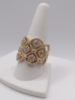  SIZE 10.5 14KT YELLOW GOLD ~1 TOTAL CARAT WT. DIAMOND WIDE BAND STATEMENT RING