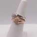  SZ 7 18KT TWO TONE GOLD ~.40 TOTAL CARAT WT. DIAMOND CLUSTER DOUBLE HEART RING
